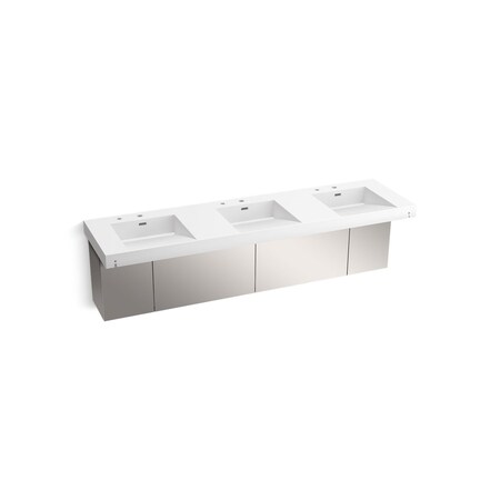 Kohler 90In Wall-Mount Basin Lavatory System In Glacier White 81031-BSS-KCG